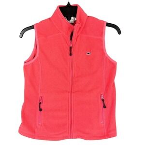 Vineyard Vines Fleece Sweater Vest Girls‎ S Red Fleece Zip Up Outerwear Camping